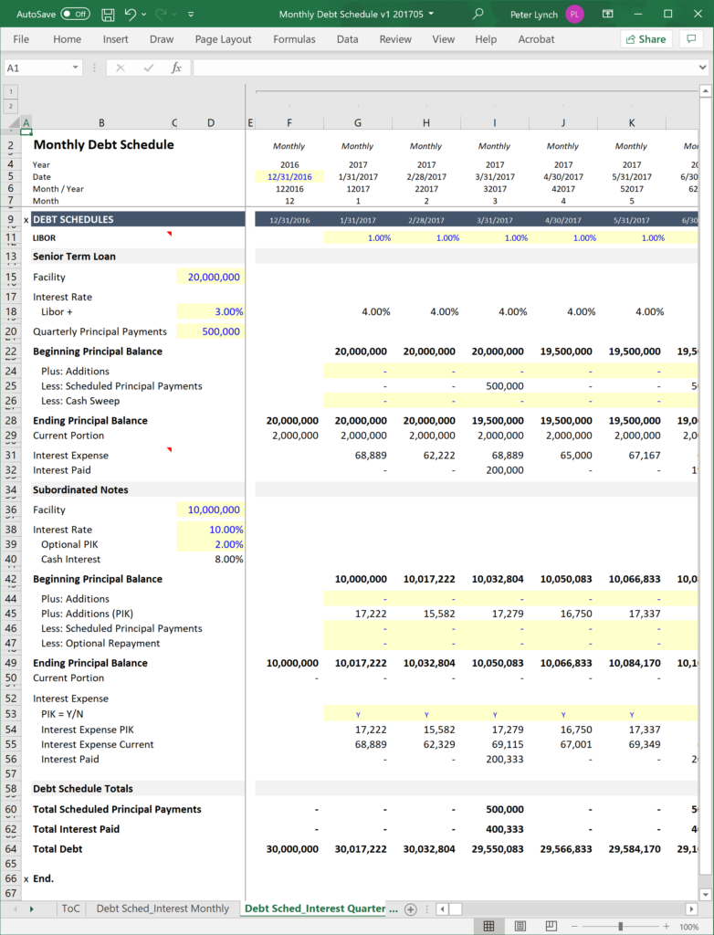 Monthly Debt Schedule