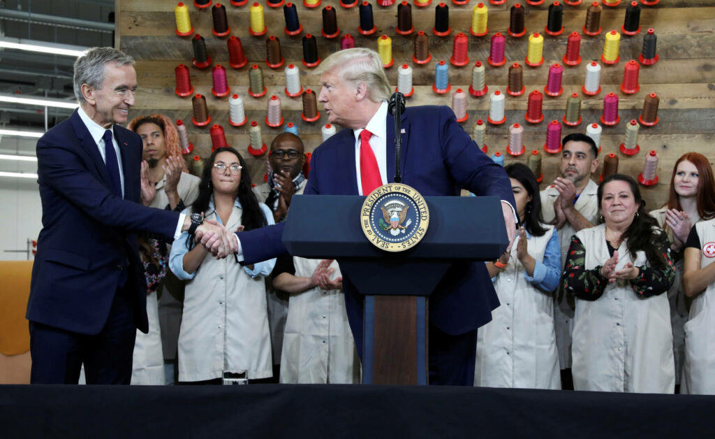 U.S. President Donald Trump visits the Louis Vuitton Rochambeau Ranch leather workshop in Keene, Texas. Jonathan Ernst / Reuters.